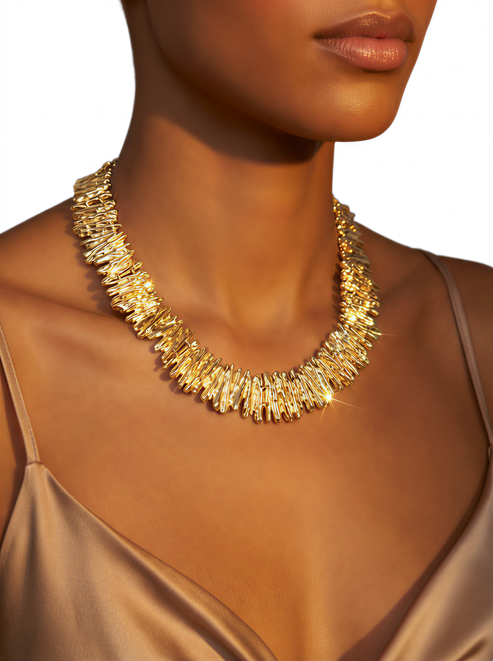 Luxe Ripple Stainless Steel Statement Necklace