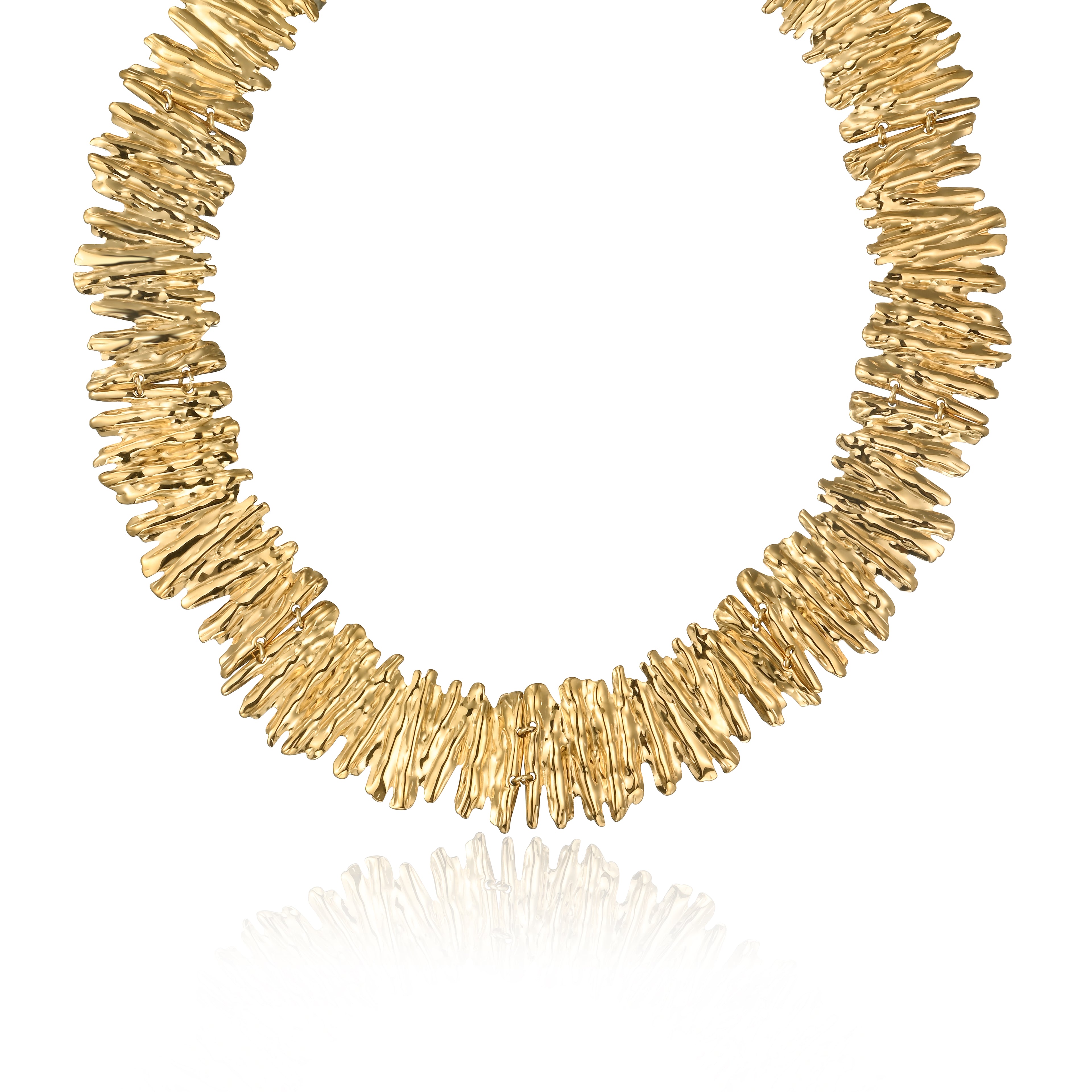 Luxe Ripple Stainless Steel Statement Necklace